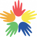 Logo der Arlingerschule zeigt 5 bunte Hände in einem Kreis